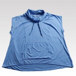 CK Performance Fitness Top 2X Blue Sleeveless Drawstring Neck Active Wear Shirt